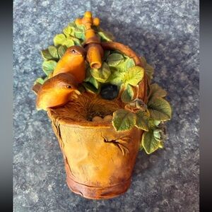 Vintage Bossons chalkware robins nest wall decor